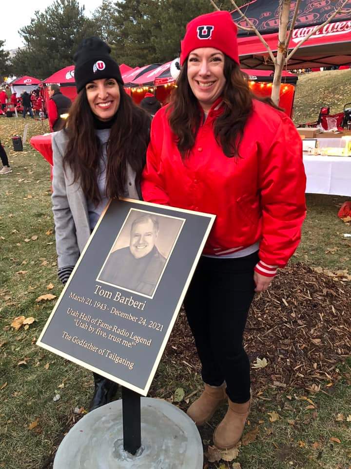 The Barberi Daughters next to Tom Barberi's memorial